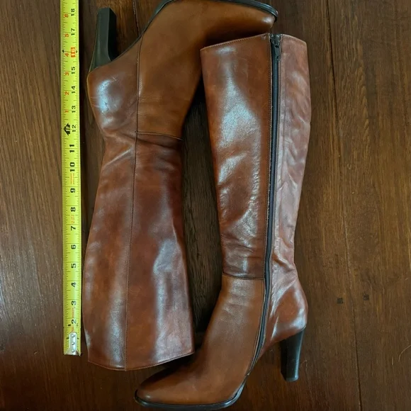 J. Crew Tan Italian Leather Heeled Boots 7.5 - Picture 3 of 9